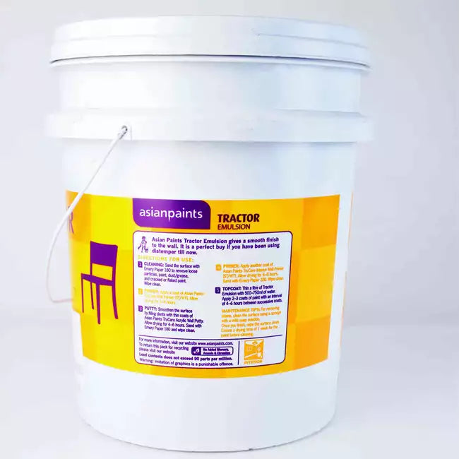 Bring a fresh splash of color to your home with a genuine shade of Asian Paints Tractor Emulsion. Fast 60-min delivery in Bengaluru.