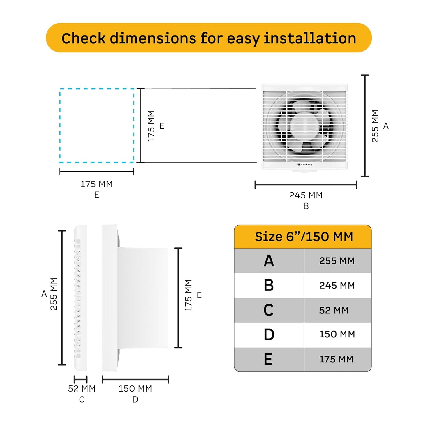 Atomberg Efficio 150mm BLDC Exhaust Fan, 13W, Gloss White