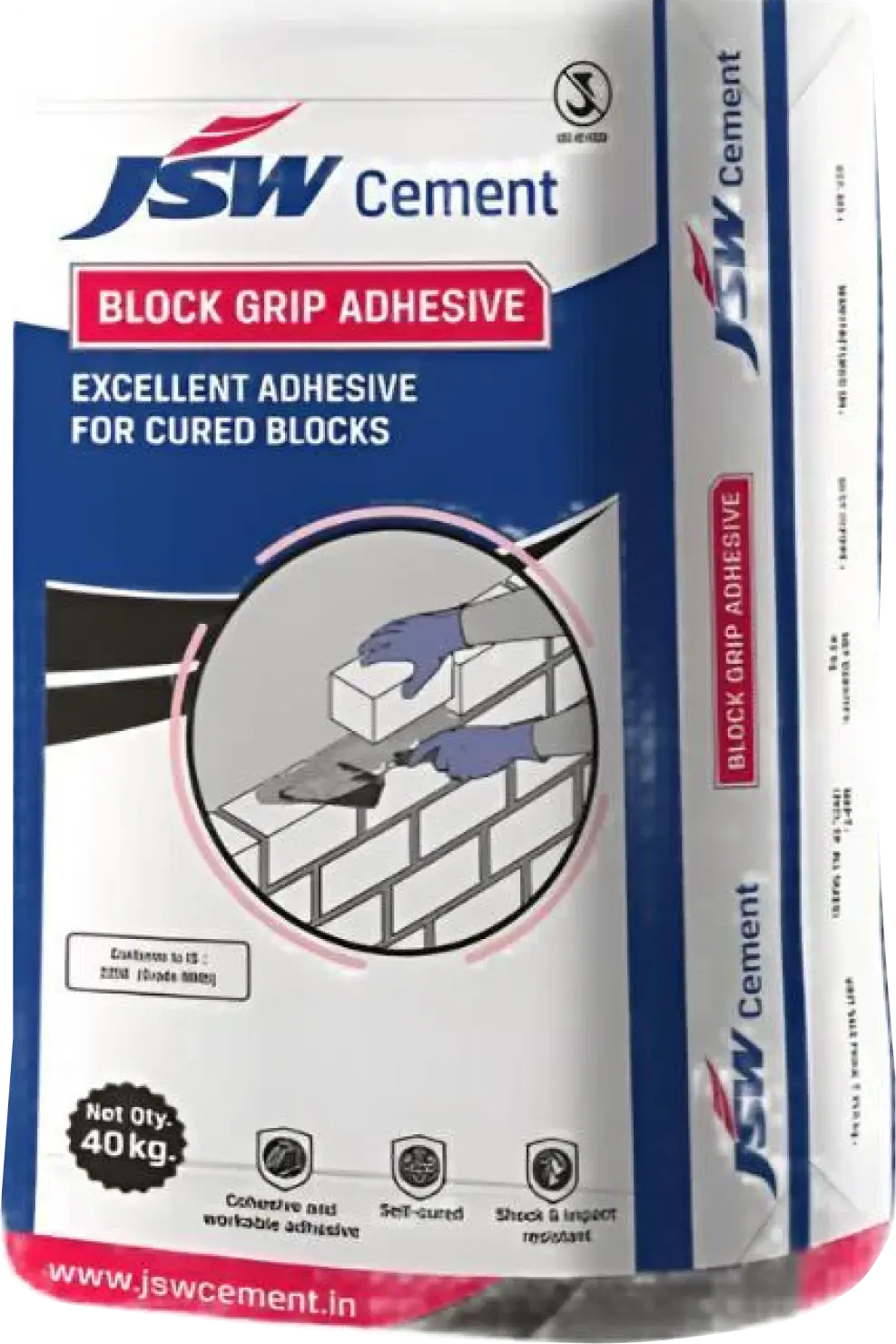 JSW Block Grip AAC Block Jointing Mortar/Adhesive, 40 Kg Bag