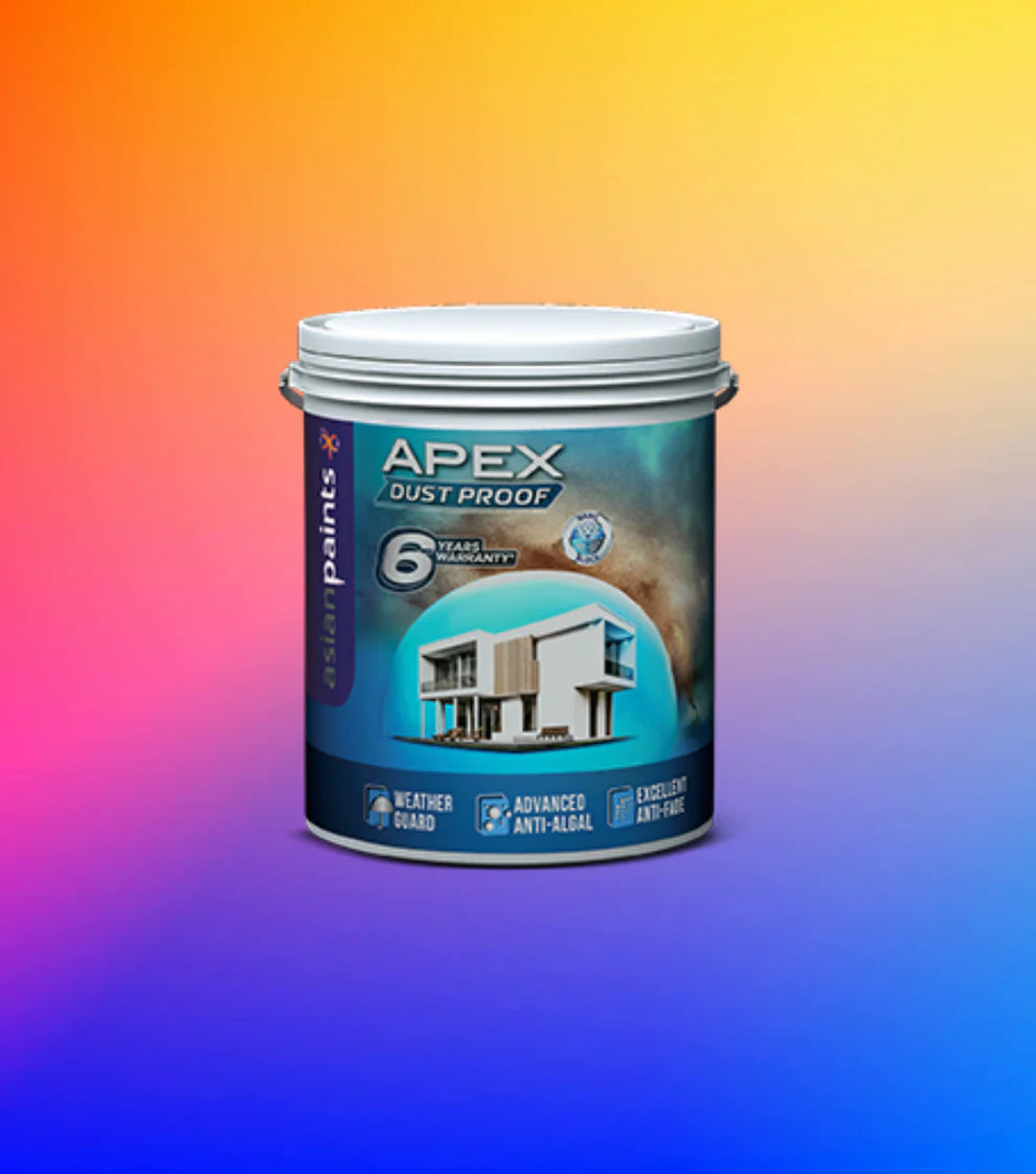 Choose an enduring, beautiful color for your home's exterior with genuine Asian Paints Apex Emulsion. Offers ultimate weather protection, with fast 60-min delivery in Bengaluru.