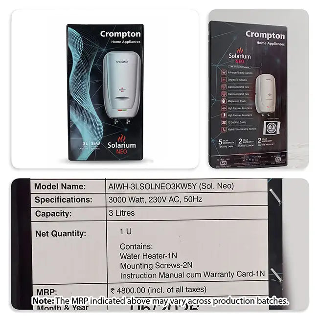 Crompton Solarium Neo, 3000W Instant Water Heater