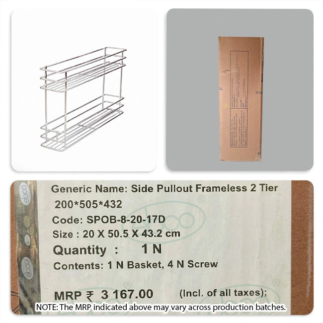 Ebco Side Pullout, Frameless, SS304