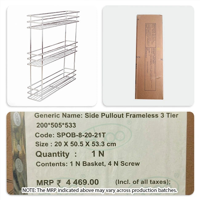Ebco Side Pullout, Frameless, SS304