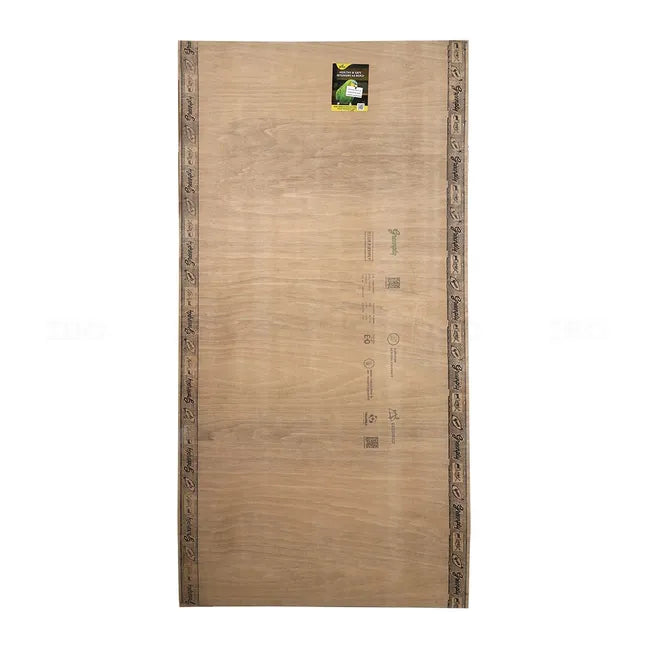 Wooden greenply-flexiply plywood with measurement markings on a white background