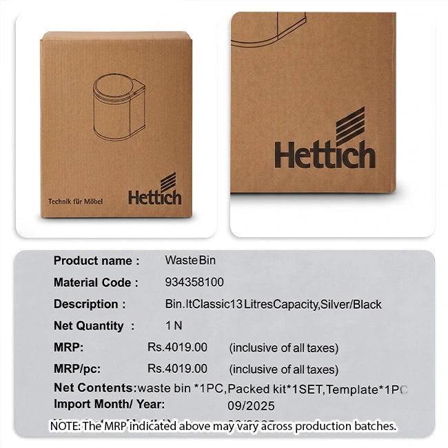Hettich Waste-Bin.It Classic, 13 Litres Capacity | HomeRun, Bangalore