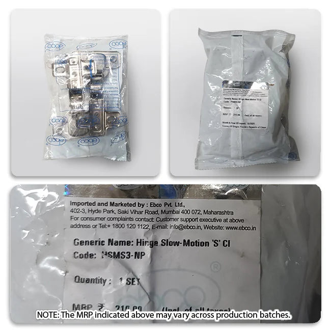 Ebco Euro Slow Motion Soft Close Hinges, 1 Set (2 Nos)