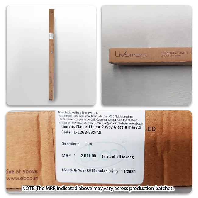 Ebco Light Linear 2 way Glass 8mm