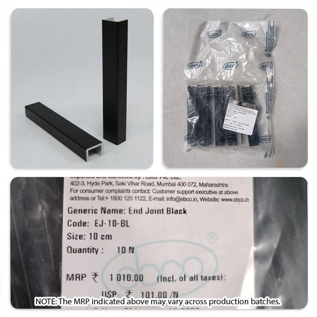 Ebco PVC Skirting Joints, 100mm, Black (Pack of 1 No.)