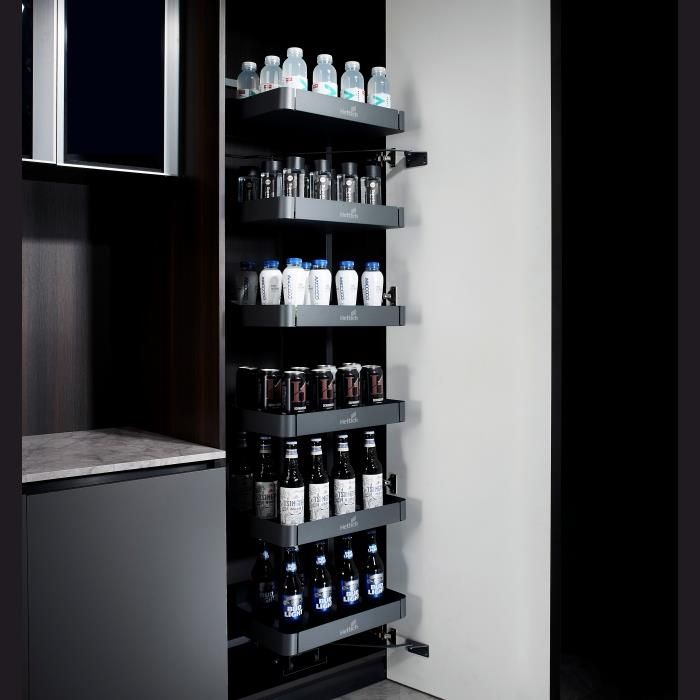 Hettich Larder 6 Tier Frame with Baskets (Pantry Unit), 50Kg, 600mm - HomeRun - 24053.00