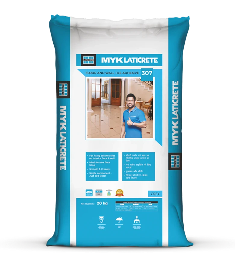 MYK Laticrete 307 Ceramic Tile Adhesive Grey 20kg pack for interior floor and wall tile installation - HomeRun Bangalore