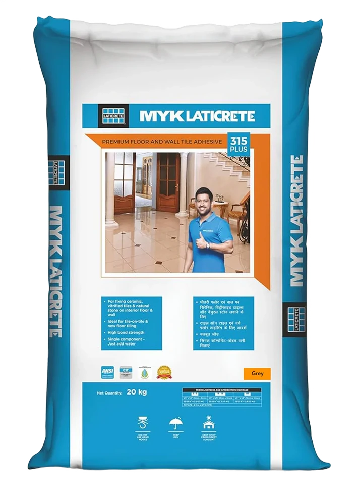 MYK Laticrete 315 Plus Tile Adhesive Grey 20kg bag for interior floor and wall tile installation - HomeRun Bangalore