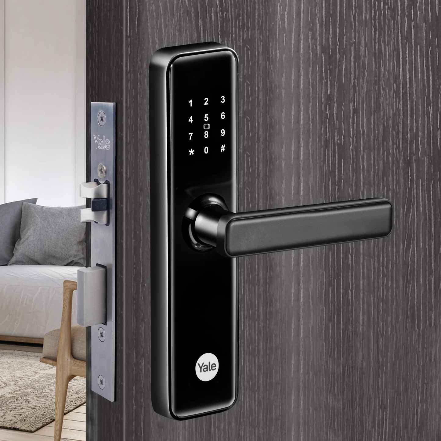 Yale Smart Door Lock YDME50Pro, Black, PIN, RFID, Manual Key Access (Non Finger Print Access)