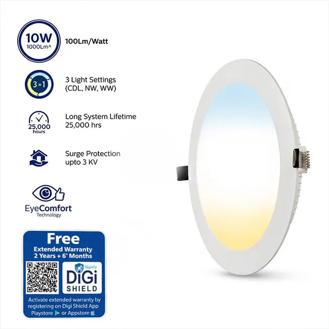 Philips Ultra Glow 3-in-1 LED Downlight, Round