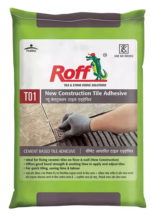 Roff T01 NCA Tile Adhesive 30kg grey cement-based powder bag for ceramic and vitrified tile installation - HomeRun Bangalore