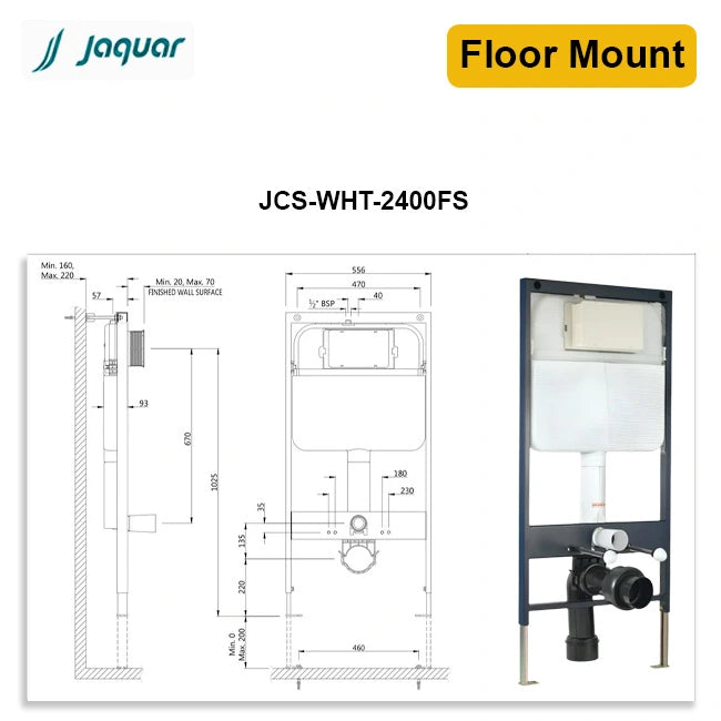 Jaquar Single Piece Slim Concealed Cistern, S-Type