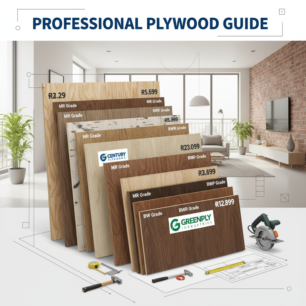Complete plywood guide 2025 showing different plywood grades MR BWR BWP with brand comparison Century Greenply pricing for Bangalore homes