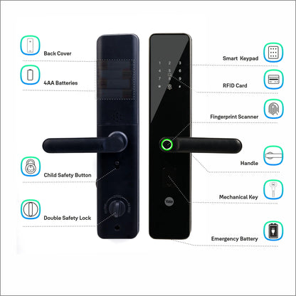 Yale Smart Door Lock YDME100NxT Black, Fingerprint Access