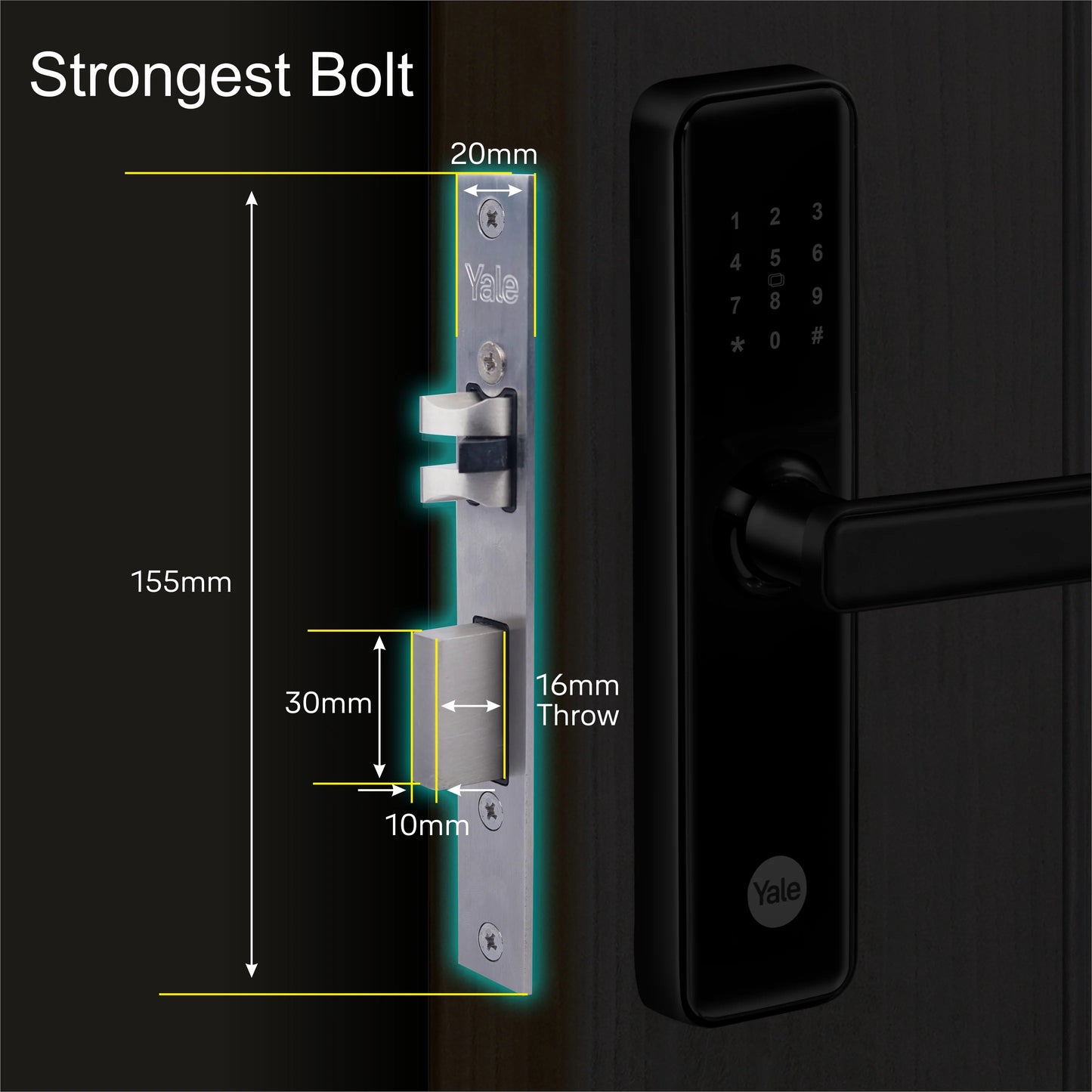 Yale Smart Door Lock YDME50Pro, Black, PIN, RFID, Manual Key Access (Non Finger Print Access)