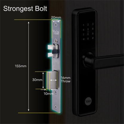 Yale Smart Door Lock YDME50Pro, Black, PIN, RFID, Manual Key Access (Non Finger Print Access)