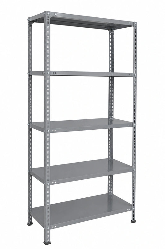 Base finish 5 Shelf Slotted Angle Storage Rack, 6ft x 3ft x 1ft, Mild Steel, 30 kg per Shelf