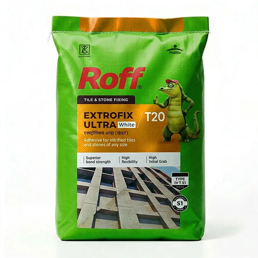 Roff T20 Extrofix Ultra Tile Adhesive, White, 20 Kg Bag | HomeRun, Bangalore