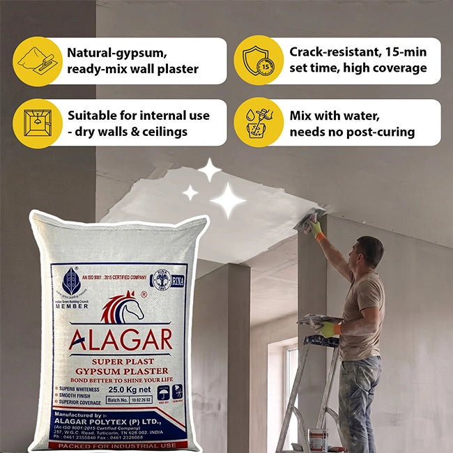 Alagar White Gypsum POP Powder, 25 Kg Bag | HomeRun, Bangalore