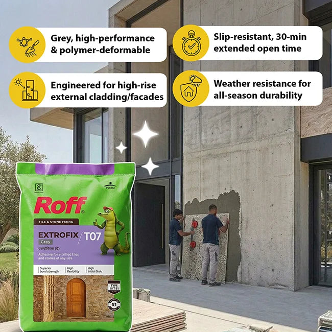 Roff T07 Extrofix Tile Adhesive, Grey, 20 Kg Bag | HomeRun, Bangalore
