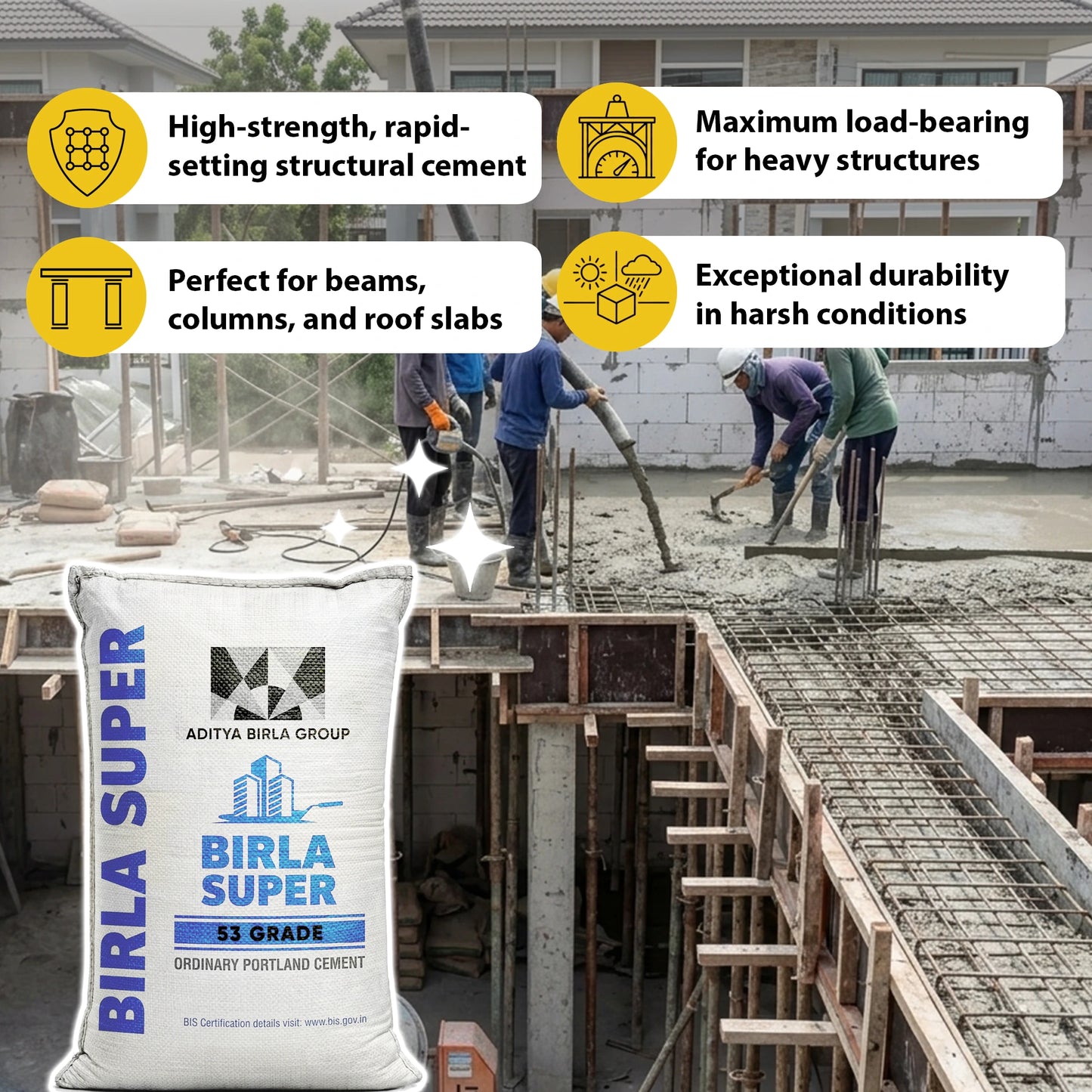 Birla Super OPC 53 Grade Cement, 50 Kg Bag | HomeRun, Bangalore