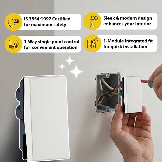 Legrand Myrius NextGen Switch, 6A, 1 Module | HomeRun, Bangalore