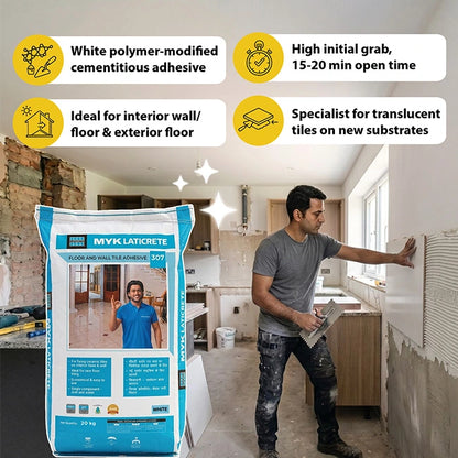 MYK Laticrete 307 Ceramic Tile Adhesive, White, 20 Kg Bag | HomeRun, Bangalore
