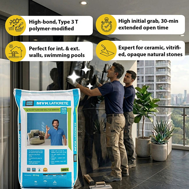 MYK Laticrete 325 High Flex Tile & Stone Adhesive, Grey, 20 Kg Bag | HomeRun, Bangalore
