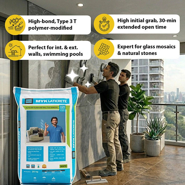 MYK Laticrete 325 High Flex Tile & Stone Adhesive, White, 20 Kg Bag | HomeRun, Bangalore
