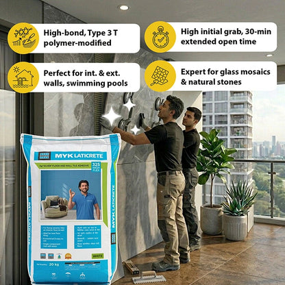 MYK Laticrete 325 High Flex Tile & Stone Adhesive, White, 20 Kg Bag | HomeRun, Bangalore
