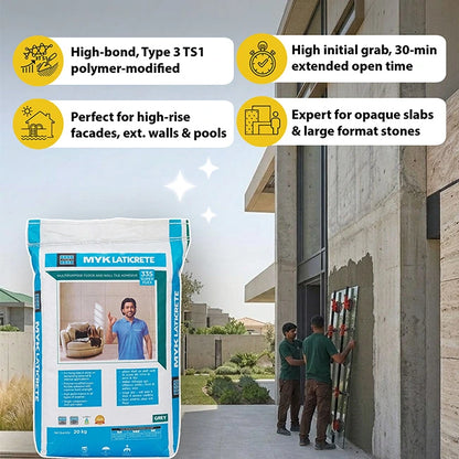 MYK Laticrete 335 Super Flex Tile & Stone Adhesive, Grey, 20 Kg Bag | HomeRun, Bangalore