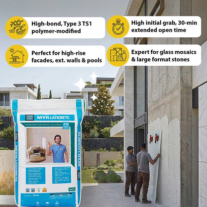 MYK Laticrete 335 Super Flex Tile & Stone Adhesive, White, 20 Kg Bag | HomeRun, Bangalore