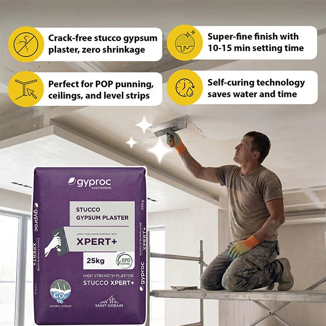 Saint-Gobain Gyproc Xpert+ Gypsum Punning Plaster, 25 Kg | HomeRun, Bangalore