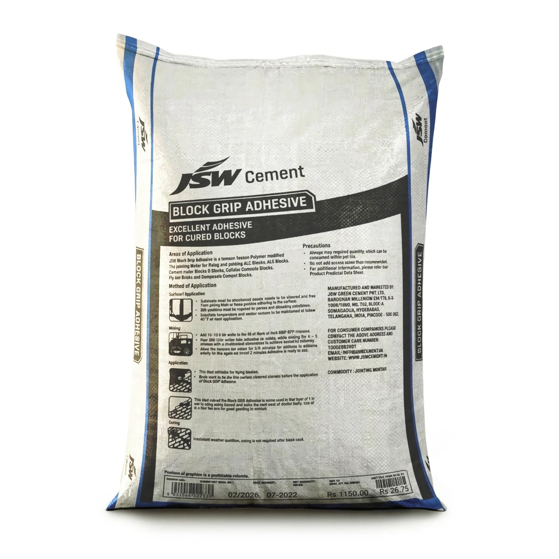 JSW Block Grip AAC Block Jointing Mortar/Adhesive, 40 Kg Bag | HomeRun, Bangalore
