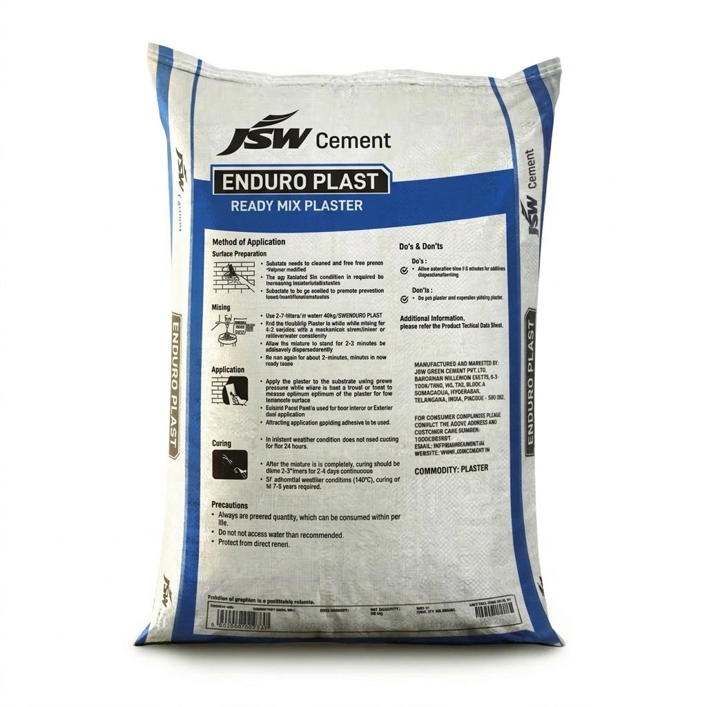 JSW Enduro Plast Ready Mix Plaster, 40 Kg Bag | HomeRun, Bangalore