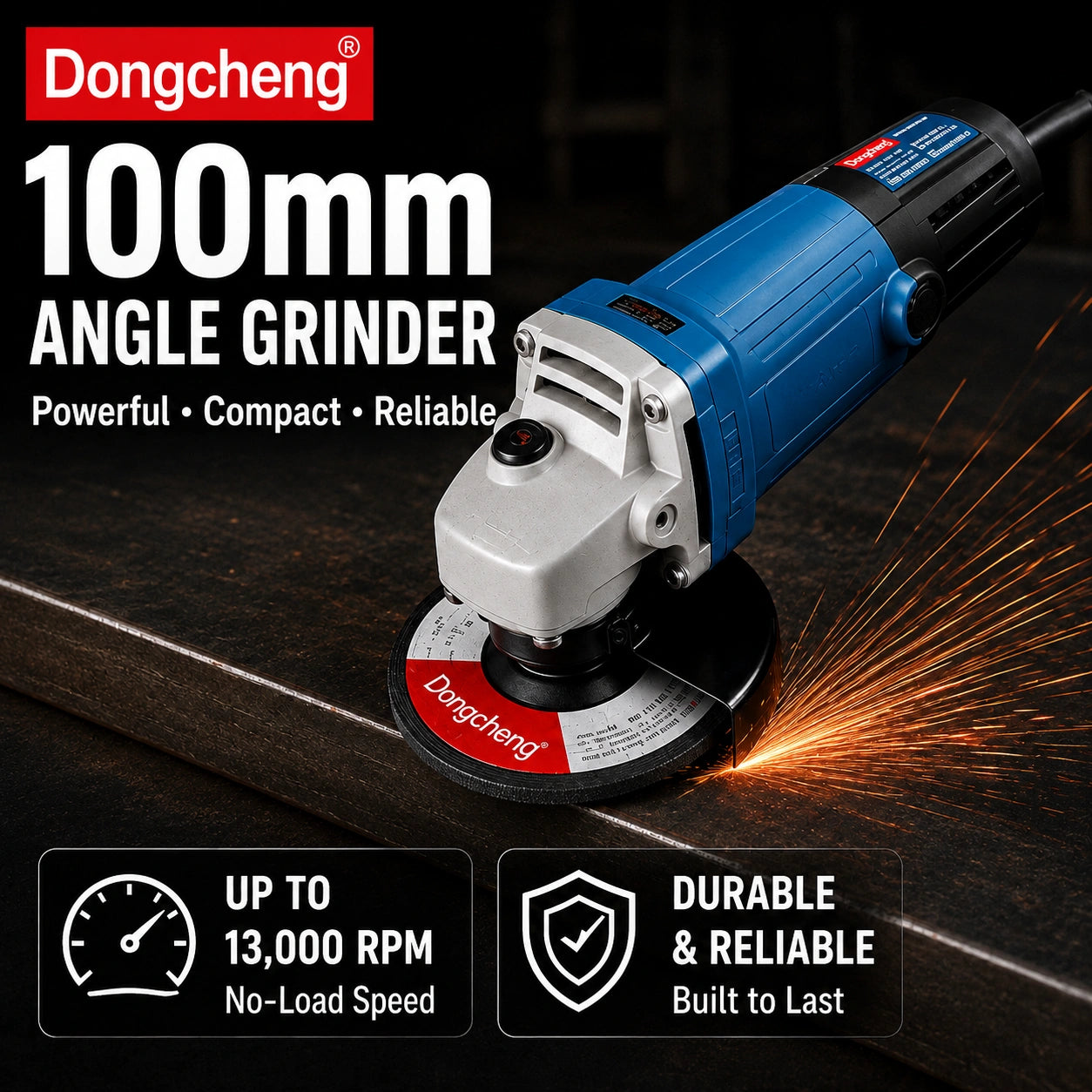 Dongcheng 100mm (4") Angle Grinder, 13000 RPM