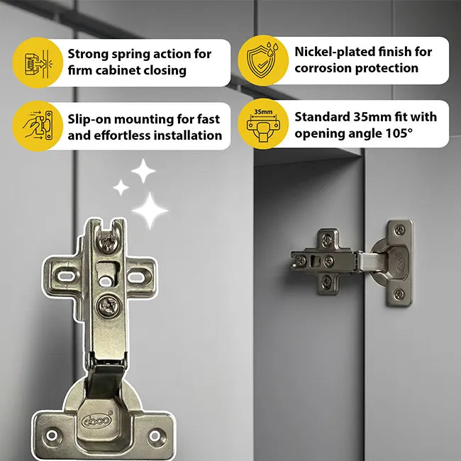 Ebco Slip On Hinge - EURO - Regular Close Hinges, 1 Set (2 Nos) | HomeRun, Bangalore