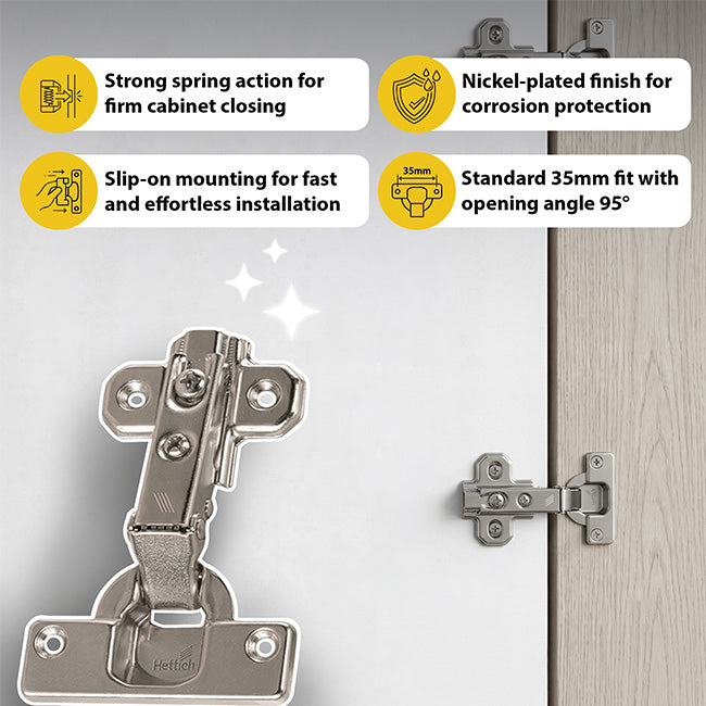 Hettich Slide On 2333 Regular Close Hinges, 1 Set (2 Nos) | HomeRun, Bangalore