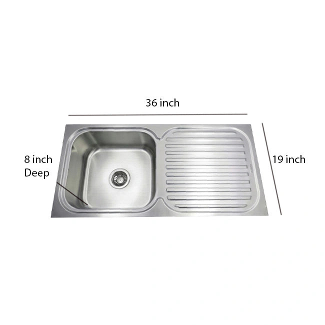 Noway (Futura) Economic Sink Single Bowl with Drainboard, 36x19x8 inches