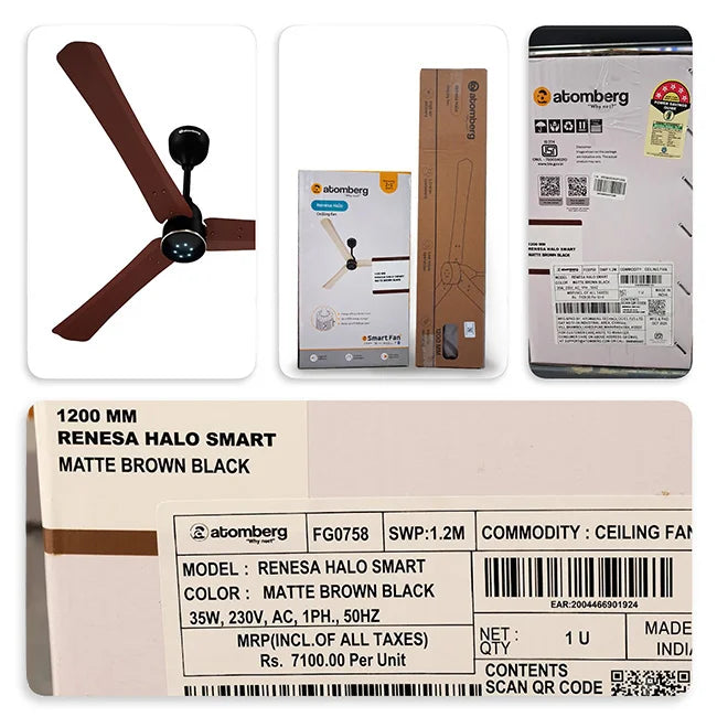 Atomberg Renesa Halo Smart 1200mm BLDC Ceiling Fan with IoT & Remote I Homerun, Bangalore