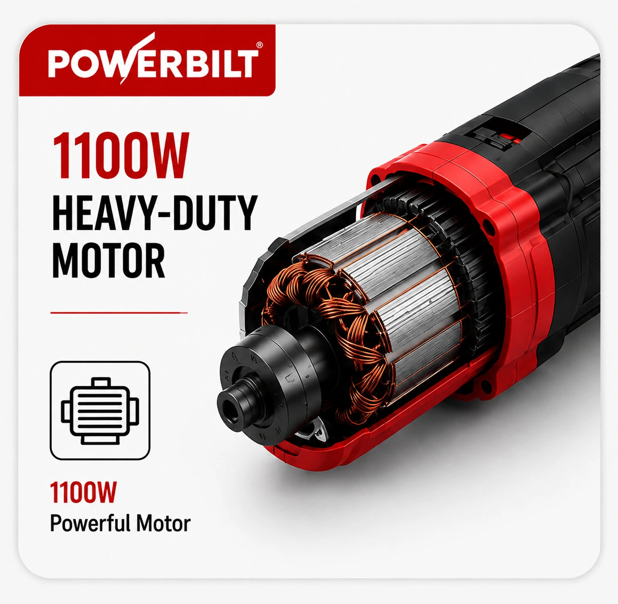 Powerbilt PBT-AG4-1100 Heavy Duty Angle Grinder, 1100W, 100mm (4")