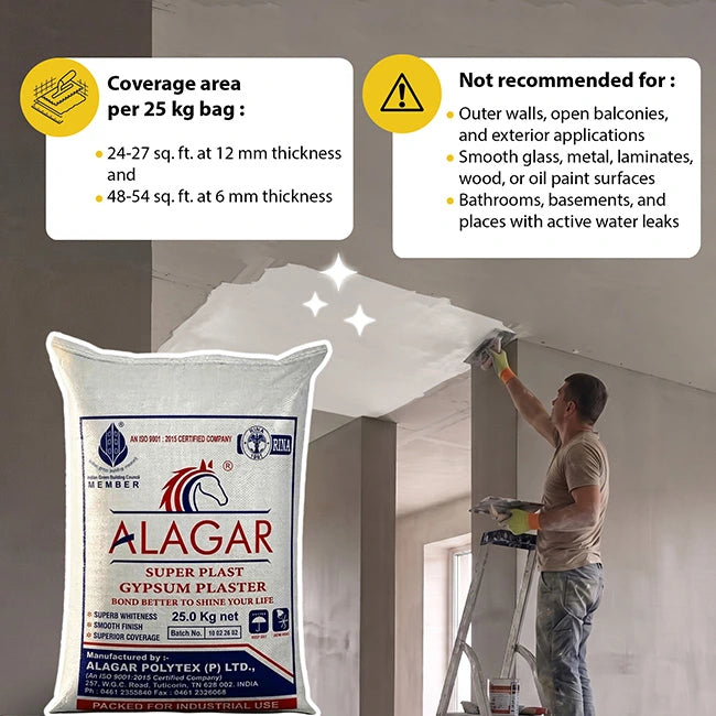 Alagar White Gypsum POP Powder, 25 Kg Bag | HomeRun, Bangalore
