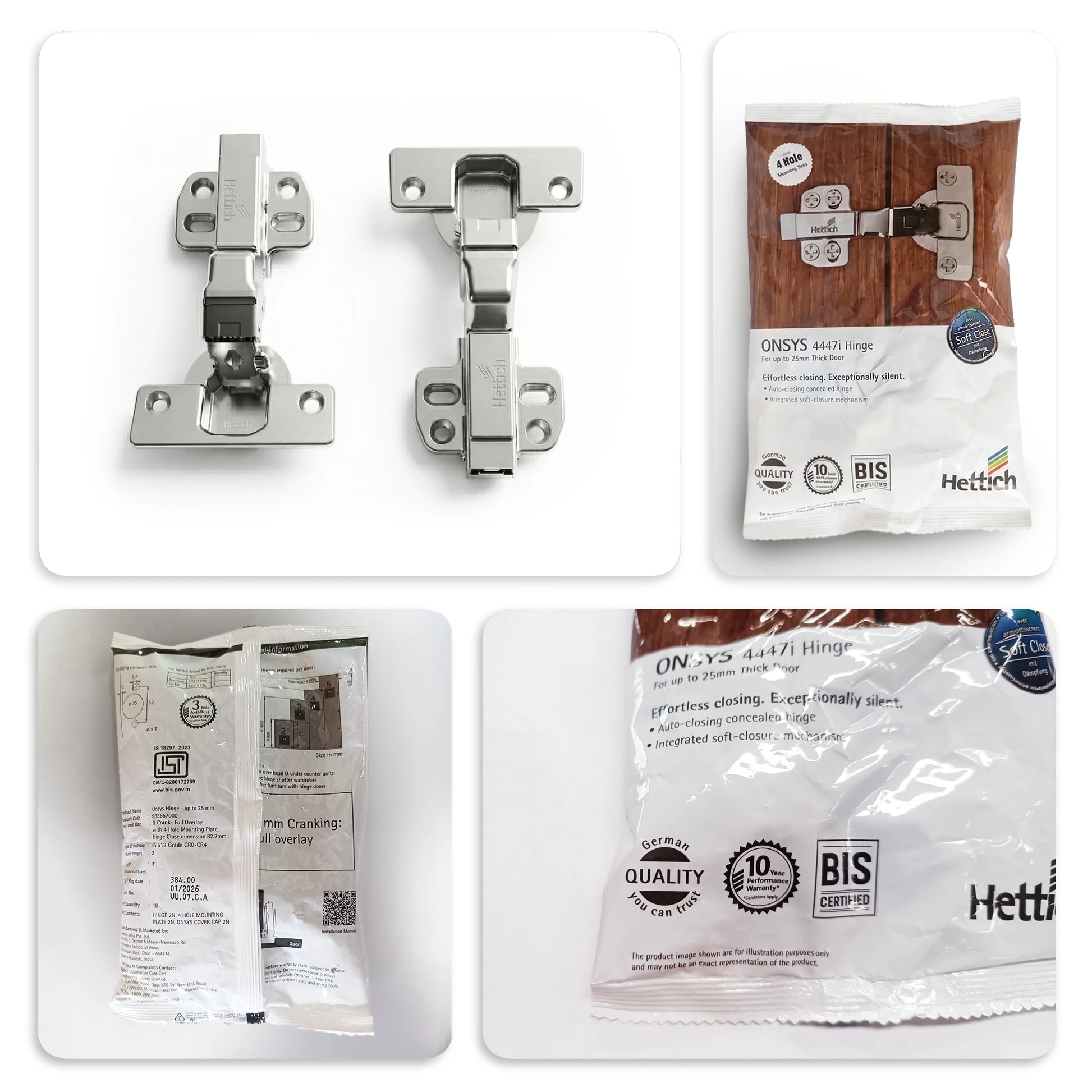 Hettich Onsys 4447i Soft Close Hinges, 1 Set (2 Nos) | HomeRun, Bangalore