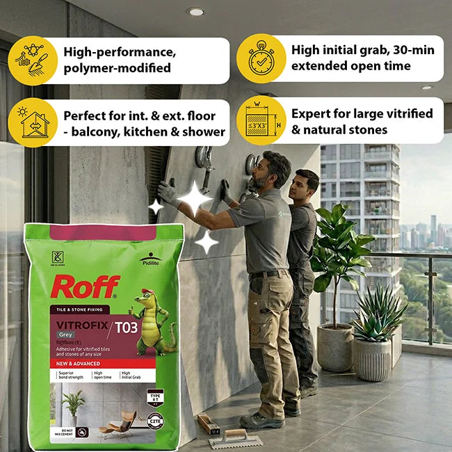 Roff T03 VFA Tile Adhesive, Grey, 20 Kg Bag | HomeRun, Bangalore