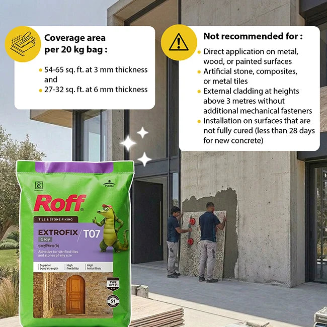 Roff T07 Extrofix Tile Adhesive, Grey, 20 Kg Bag | HomeRun, Bangalore