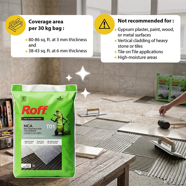 Roff T01 NCA Tile Adhesive, Grey, 30 Kg Bag | HomeRun, Bangalore