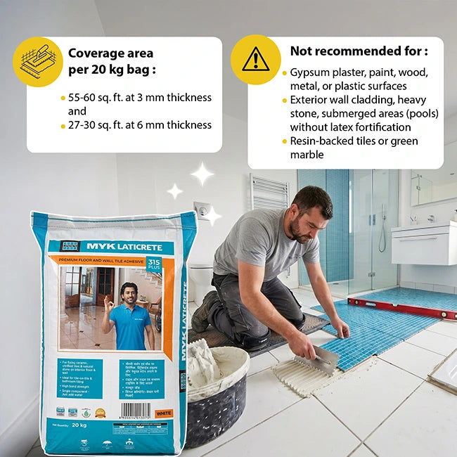 MYK Laticrete 315 Plus Tile Adhesive, White, 20 Kg Bag | HomeRun, Bangalore